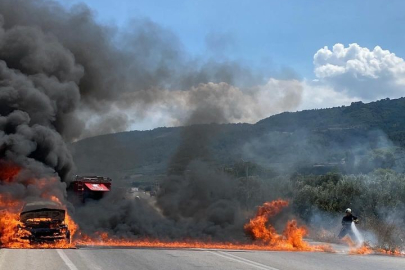 İznik'te otomobil alevlere teslim oldu