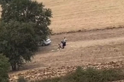 Polislerin, tarlaya kaçan şüpheliyi yakalaması kamerada