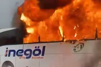 Yolcu otobüsü bir anda alev topuna döndü
