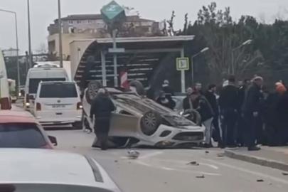 Takla atan arabadan burnu bile kanamadan çıktı