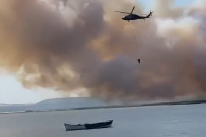 İki ayrı noktada orman yangını. Uluabat Gölü’nden defalarca sorti yaptılar.