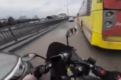 Trafik magandası motosikletli ölümden döndü