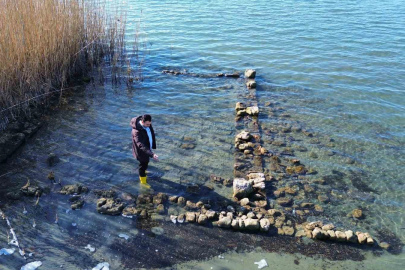 İznik Gölü’nde sular çekilince bir tarihi eser daha ortaya çıktı