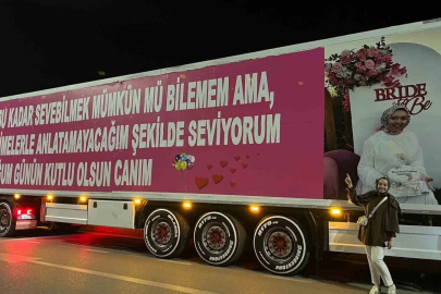 (Özel) Eşinin doğum günü için 25 metrelik tırı kapladı
